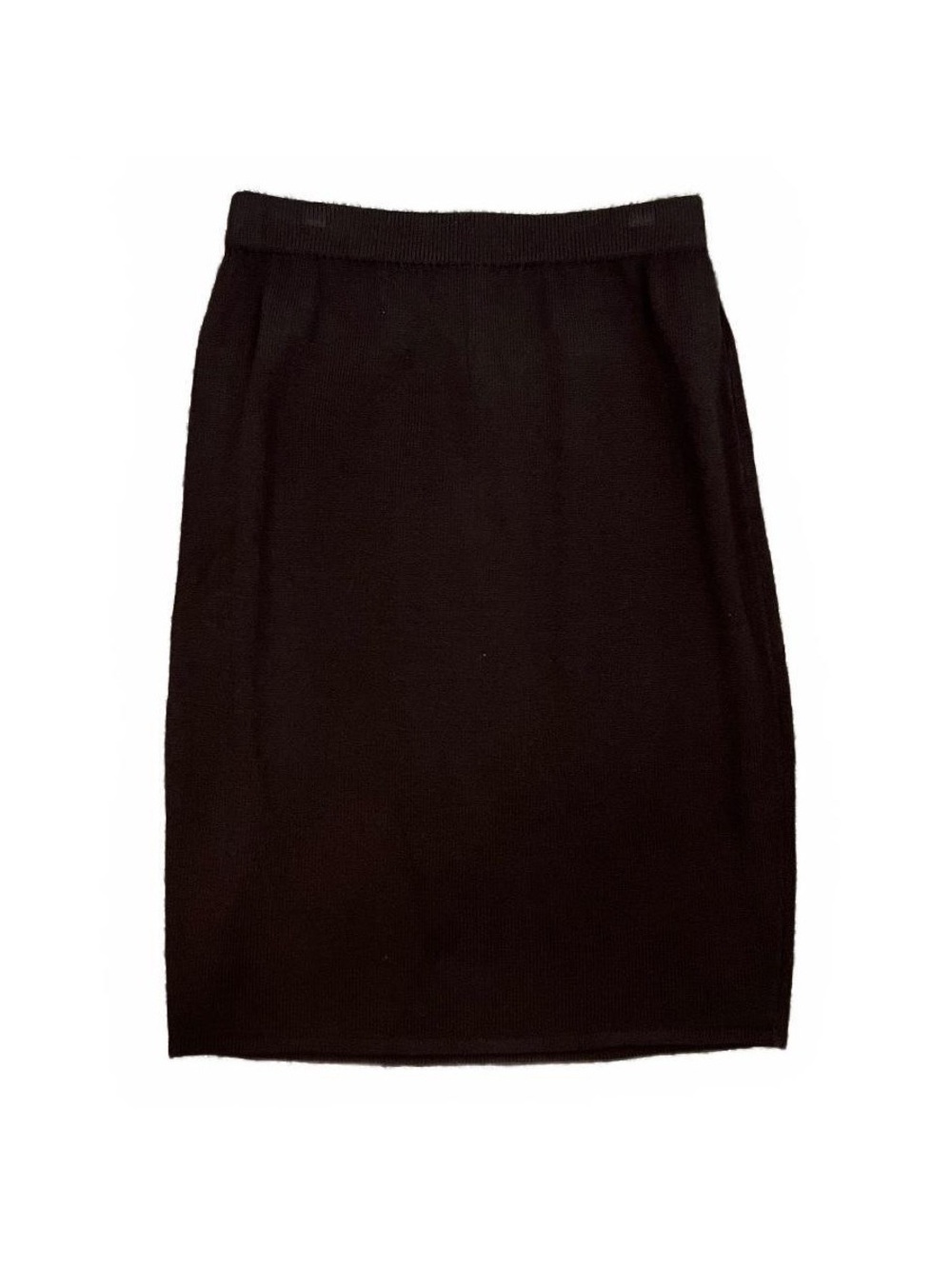 Vintage St. John Collection Brown Woven Knit Midi Sweater Skirt Academia Chic